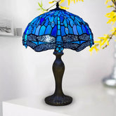 16 Inch Blue & Black Tiffany Style Handcrafted Table Lamp